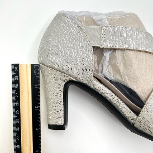 6.5W 6.5 W WIDE WIDE LifeStride Carlyle Textured Silver Block Heels Sandal Shoes - Picture 13 of 14